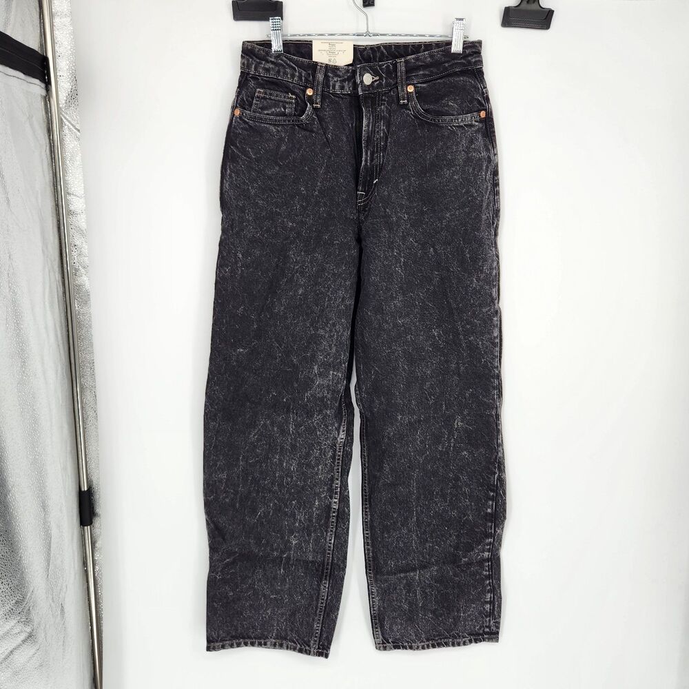 H&M Black 6 Regular Fit High Waist Baggy Jeans NWT‎